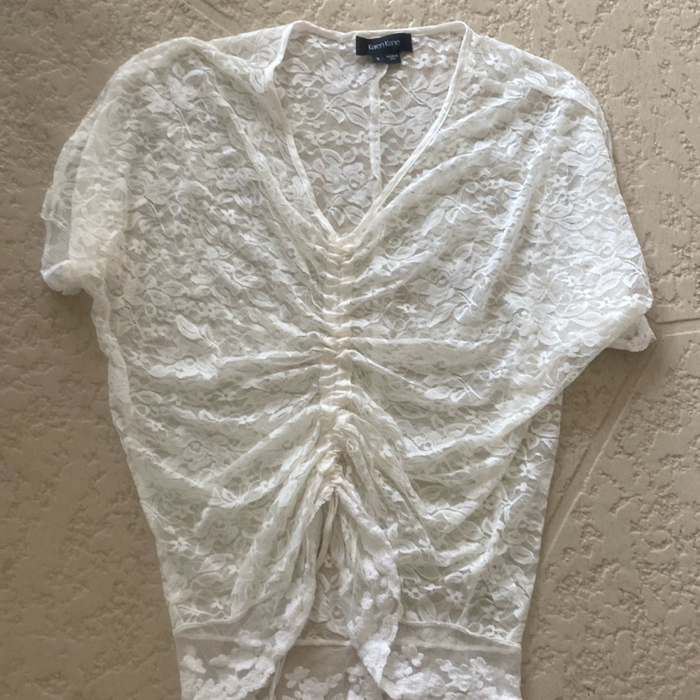 Karen Kane Lace VNeck Drawstring Front size small